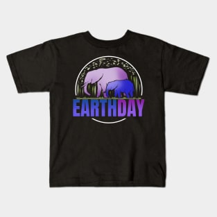 Logo Purple African Elefant Animals For Earth Day Kids T-Shirt